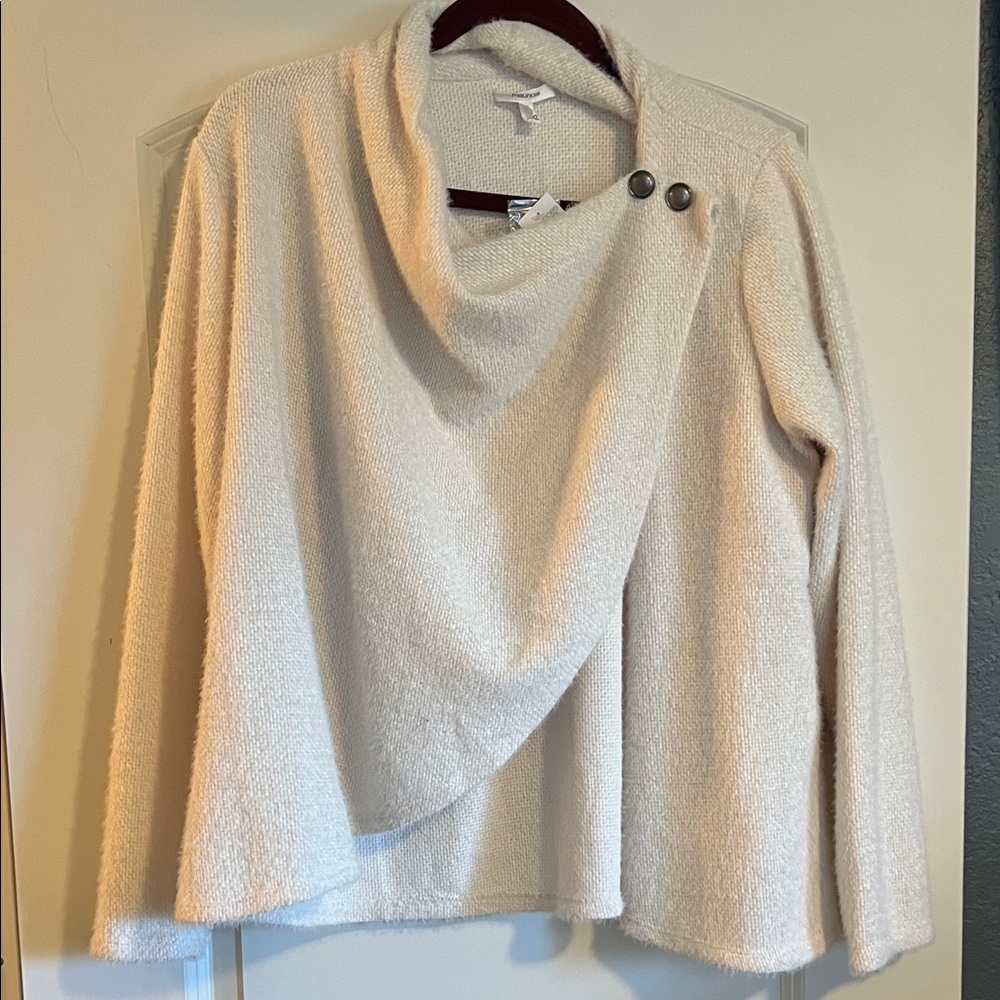 Maurices Cream Cowl Neck Sweater with Button Accents